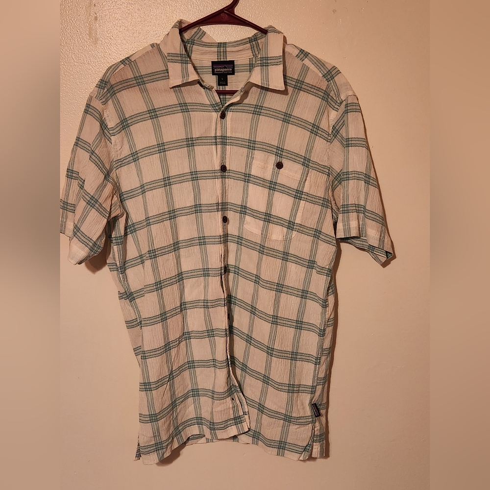 Patagonia Plaid Organic Cotton Short Sleeve Button Up Shirt Large